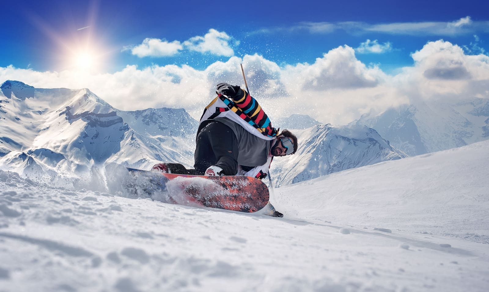 Snowboarder in action on the slopes